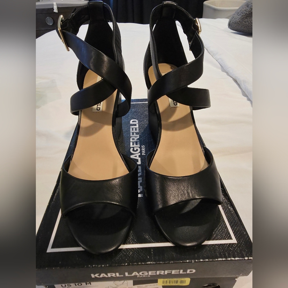 Karl Lagerfeld Black Strappy Heels